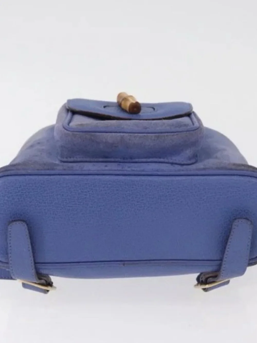 GUCCI Bamboo Backpack Suede Blue 003 8030 3444 Auth ki6661A